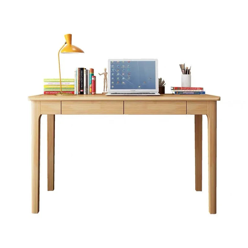 Mitch Solid Wood Study Desk /Rubberwood/Minimal Assembly/Natural Wood Colour - Mekamart Australia