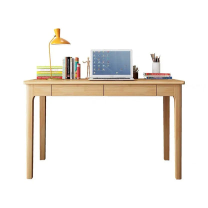 Mitch Solid Wood Study Desk /Rubberwood/Minimal Assembly/Natural Wood Colour - Mekamart Australia