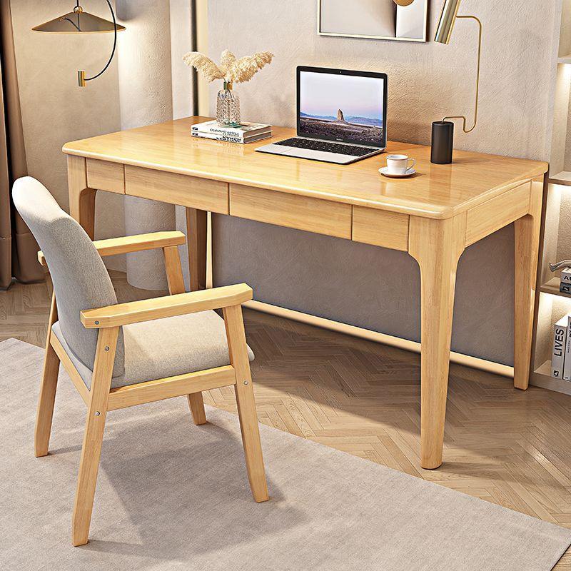 Mitch Solid Wood Study Desk /Rubberwood/Minimal Assembly/Natural Wood Colour - Mekamart Australia