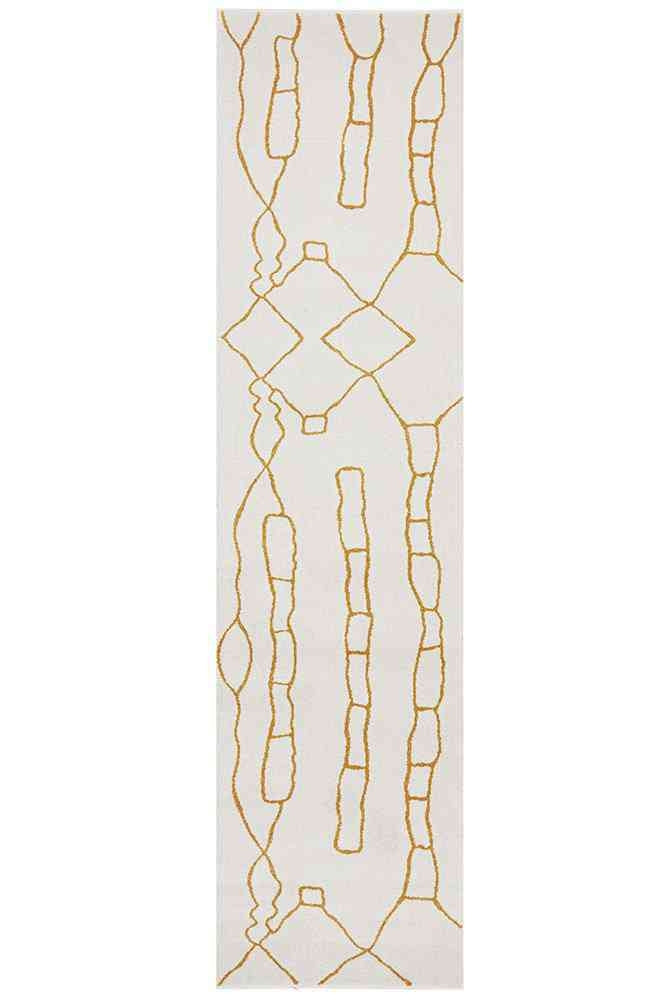 Paradise Runner Amy Gold by Rug Culture - 300X80CM - RUNNER