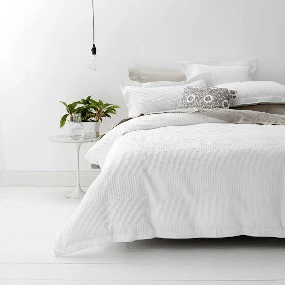 Elegance Waffle Cotton Jacquard White European Pillowcase by Renee Taylor - Mekamart Australia