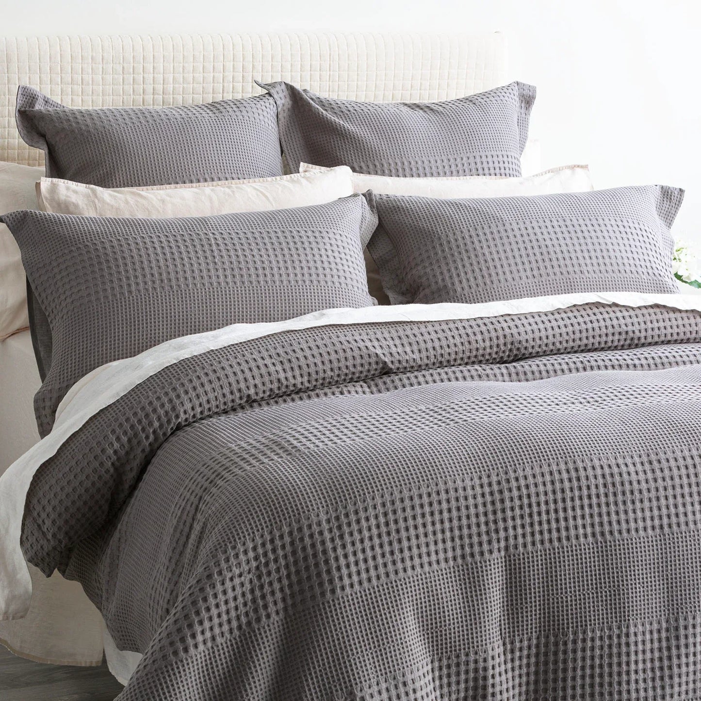 Elegance Waffle Cotton Jacquard Fossil European Pillowcase by Renee Taylor - Mekamart Australia