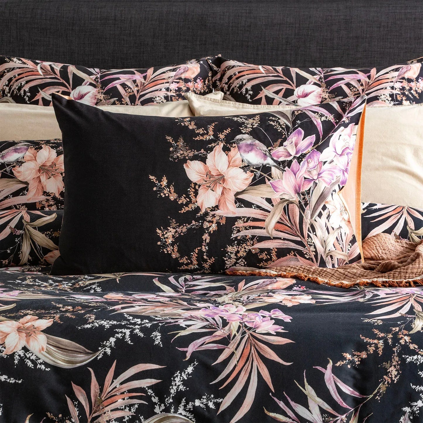 300 TC Grevillea Cotton Reversible Onyx European Pillowcase by Renee Taylor - Mekamart Australia