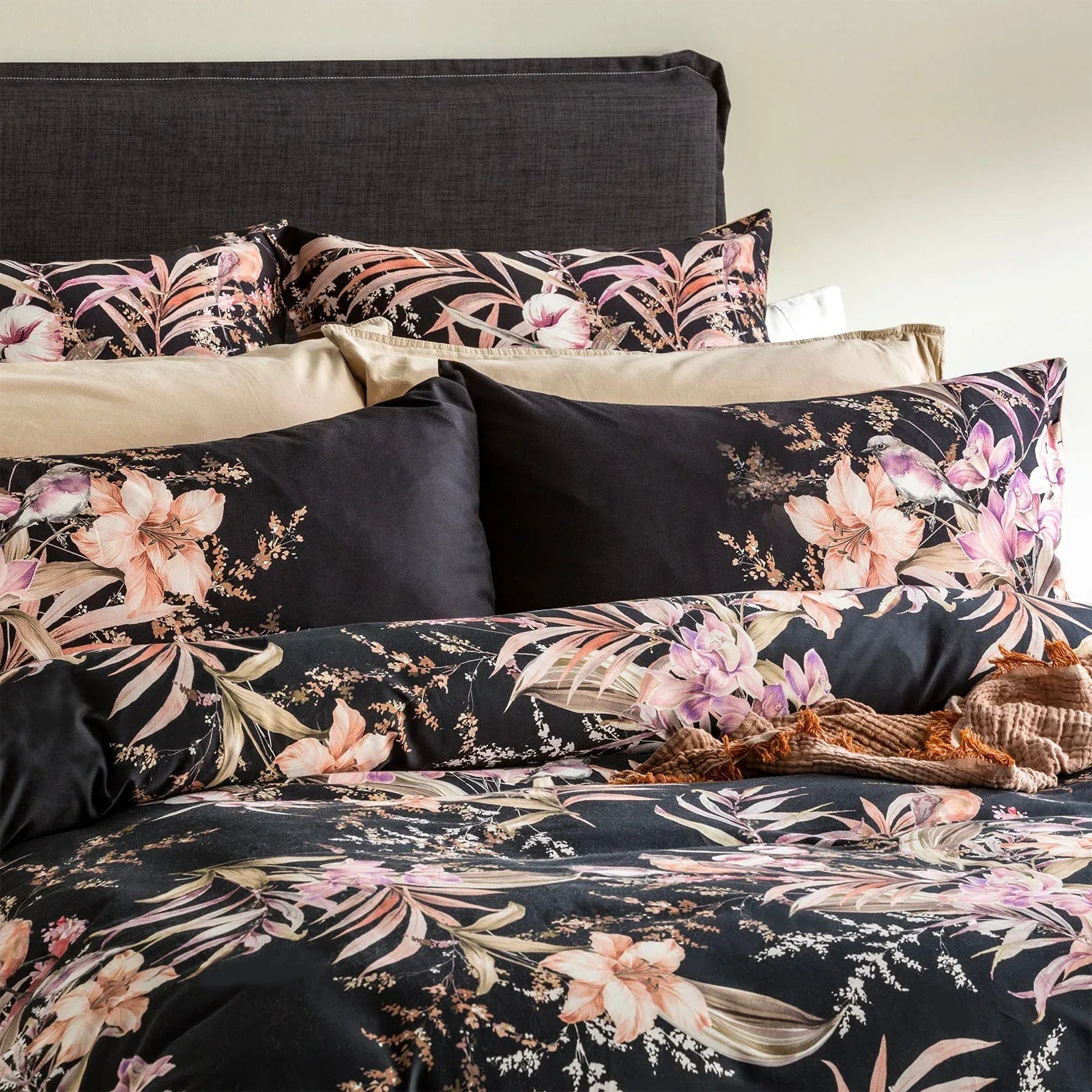 300 TC Grevillea Cotton Reversible Onyx European Pillowcase by Renee Taylor - Mekamart Australia