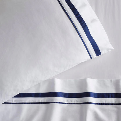 Cloud 1000 TC Egyptian Cotton White Navy Super King Sheet sets by Renee Taylor