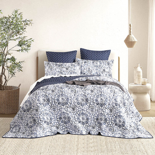 Delos Quilted Reversible Super King Coverlet Set by Renee Taylor