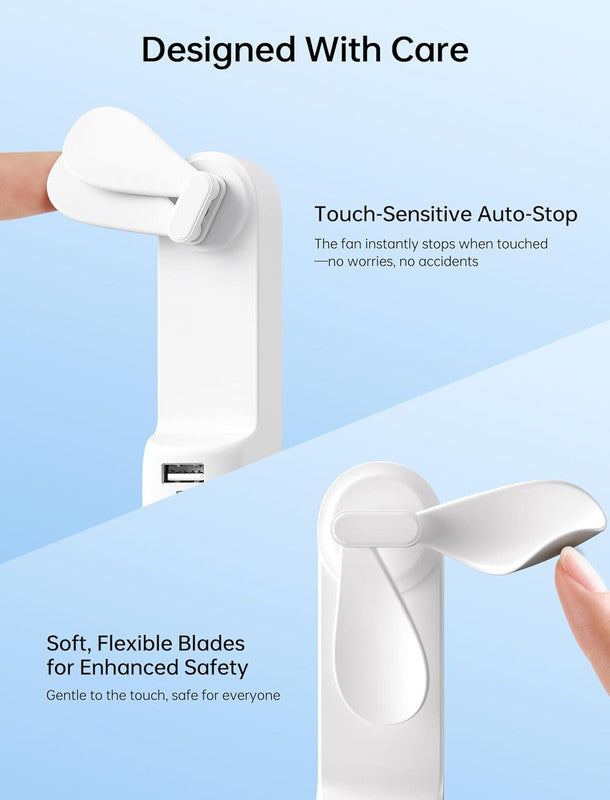 Handheld Mini Fan,2 IN 1 USB Rechargeable Portable Fan [12-19 Working Hours] with Power Bank, Pocket Design for Travel/Summer/Concerts/Lash, Gifts for Women (White)Christmas Gifts