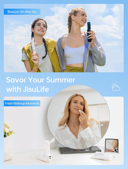 Handheld Mini Fan,2 IN 1 USB Rechargeable Portable Fan [12-19 Working Hours] with Power Bank, Pocket Design for Travel/Summer/Concerts/Lash, Gifts for Women (White)Christmas Gifts