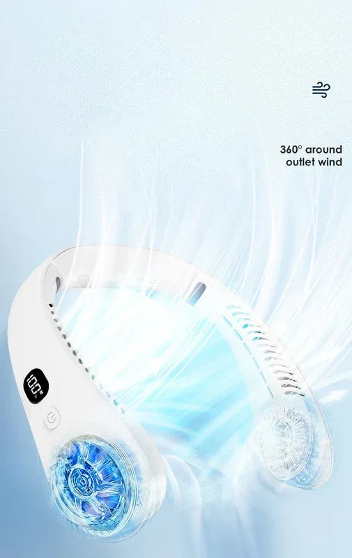 Portable Neck Fan Upgraded, Neckbrace Personal Hands Free, 5 Speed Gears Adjustment, 2000 mAh Wearable Bladeless Quiet Rechargeable for Outdoor Indoor, Gifts for Women Men- Blue Christmas Gifts