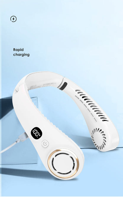 Portable Neck Fan Upgraded, Neckbrace Personal Hands Free, 5 Speed Gears Adjustment, 2000 mAh Wearable Bladeless Quiet Rechargeable for Outdoor Indoor, Gifts for Women Men- Blue Christmas Gifts