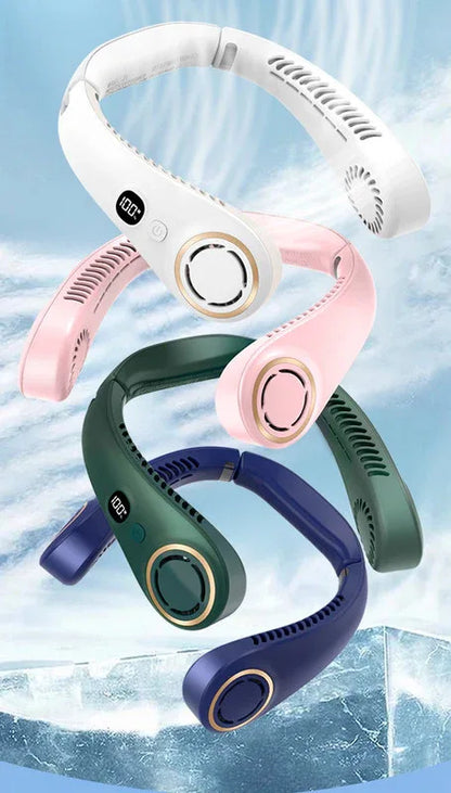 Portable Neck Fan Upgraded, Neckbrace Personal Hands Free, 5 Speed Gears Adjustment, 2000 mAh Wearable Bladeless Quiet Rechargeable for Outdoor Indoor, Gifts for Women Men- Green Christmas Gifts