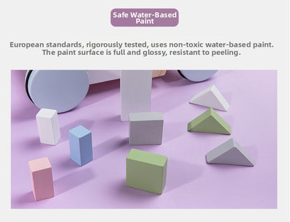 Children's Early Education Wooden Stacking Blocks Push Trolley Walker