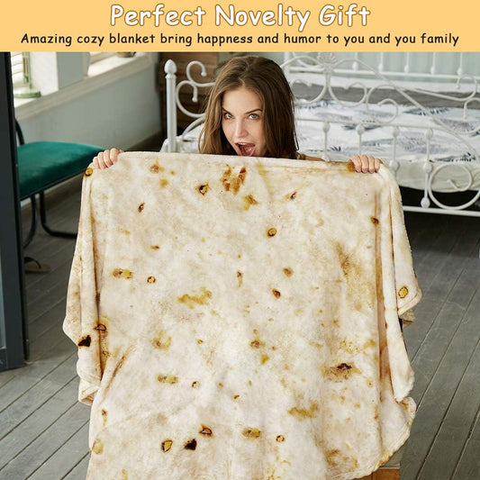 Burritos Tortilla Throw Blanket(Beige), Novelty Funny Round Blanket for Adults & Kids, Soft Flannel Tortilla Wrap Blanket（47",Baby）