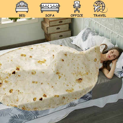 Burritos Tortilla Throw Blanket(Beige), Novelty Funny Round Blanket for Adults & Kids, Soft Flannel Tortilla Wrap Blanket（47",Baby）