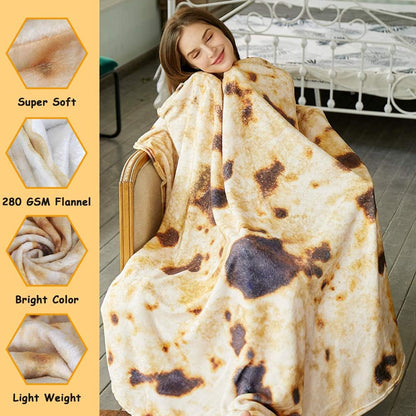 Burritos Tortilla Throw Blanket (Brown), Novelty Funny Round Blanket for Kids & Adults, Soft Flannel Tortilla Wrap Blanket（36",Baby）