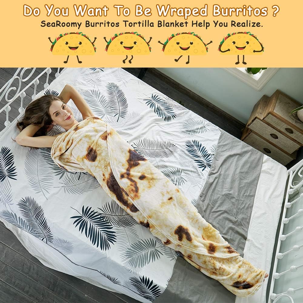 Burritos Tortilla Throw Blanket (Brown), Novelty Funny Round Blanket for Kids & Adults, Soft Flannel Tortilla Wrap Blanket（36",Baby）
