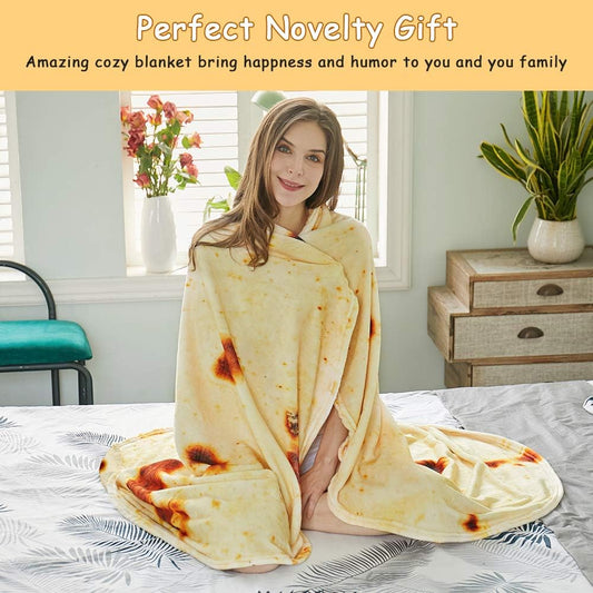 Burritos Tortilla Throw Blanket (Yellow), Novelty Funny Round Blanket for Kids & Adults, Soft Flannel Tortilla Wrap Blanket（36",Baby）