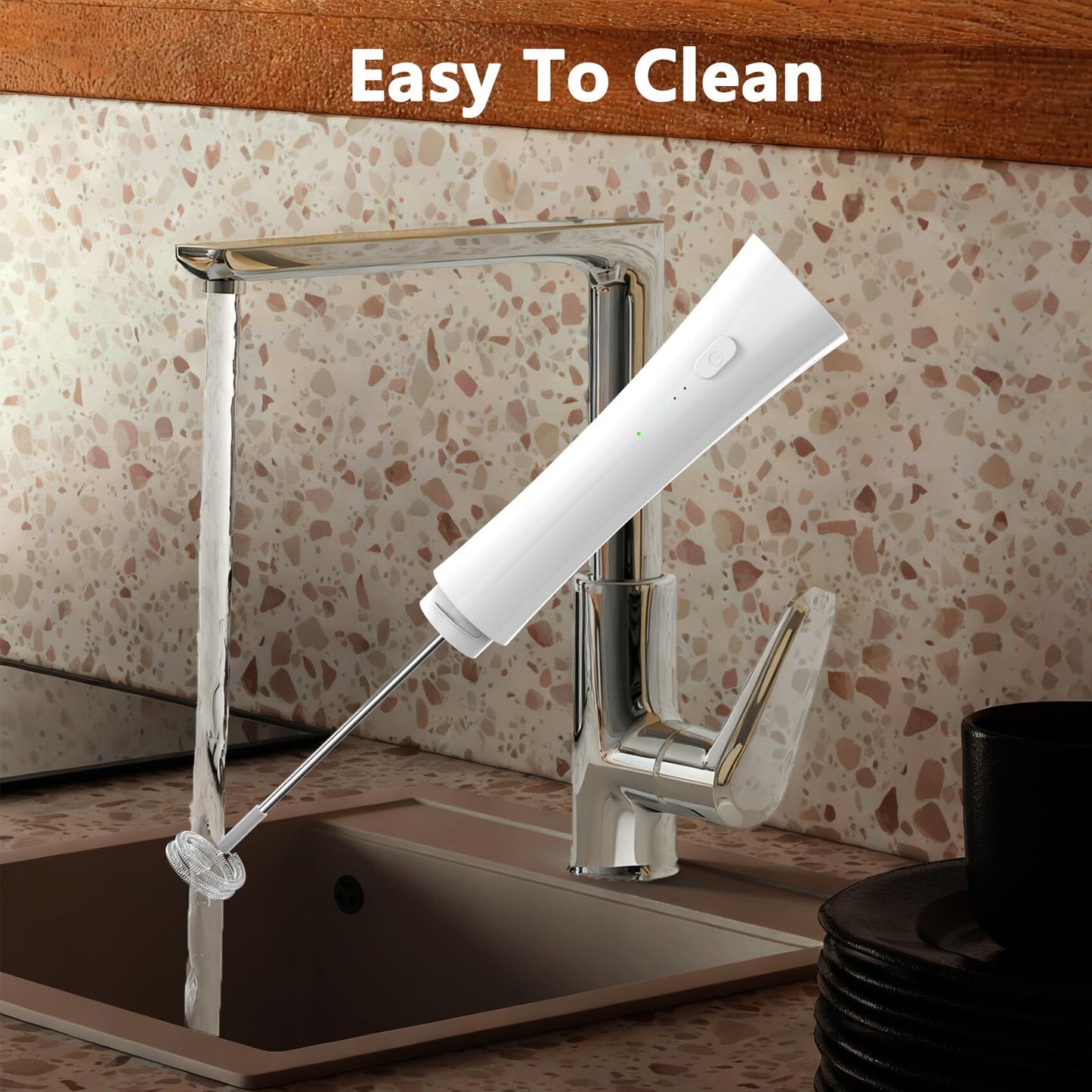 White Hands-Free Milk Frother – 2000mAh Rechargeable Coffee & Drink Mixer for Latte, Cappuccino, Matcha & More | Perfect for Home, Office & Travel