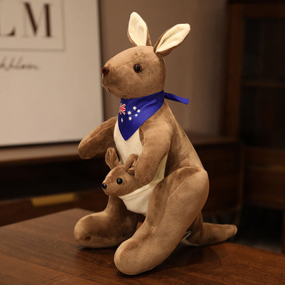 Kangaroo Stuffed Animal with Joey in Pouch & Australia Scarf - Soft Cuddly Plush Toy(55cm, Dark brown
)| Other Colors Available in Store