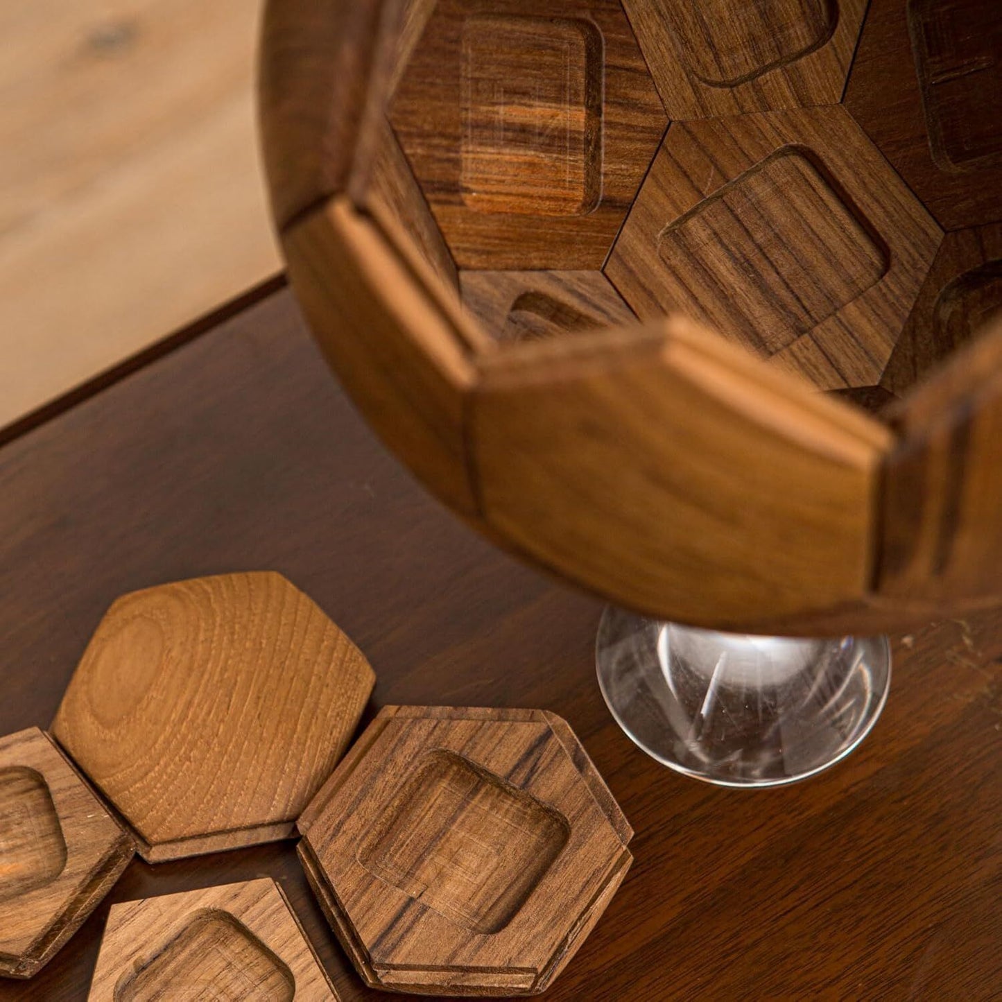 Handcrafted Wooden Football Puzzle – 3D Mortise and Tenon Soccer Ball Assembly Kit | Solid Teak, Walnut | DIY Gift for Adults, Kids & Football Fans