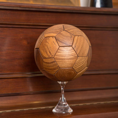 Handcrafted Wooden Football Puzzle – 3D Mortise and Tenon Soccer Ball Assembly Kit | Solid Teak, Walnut | DIY Gift for Adults, Kids & Football Fans