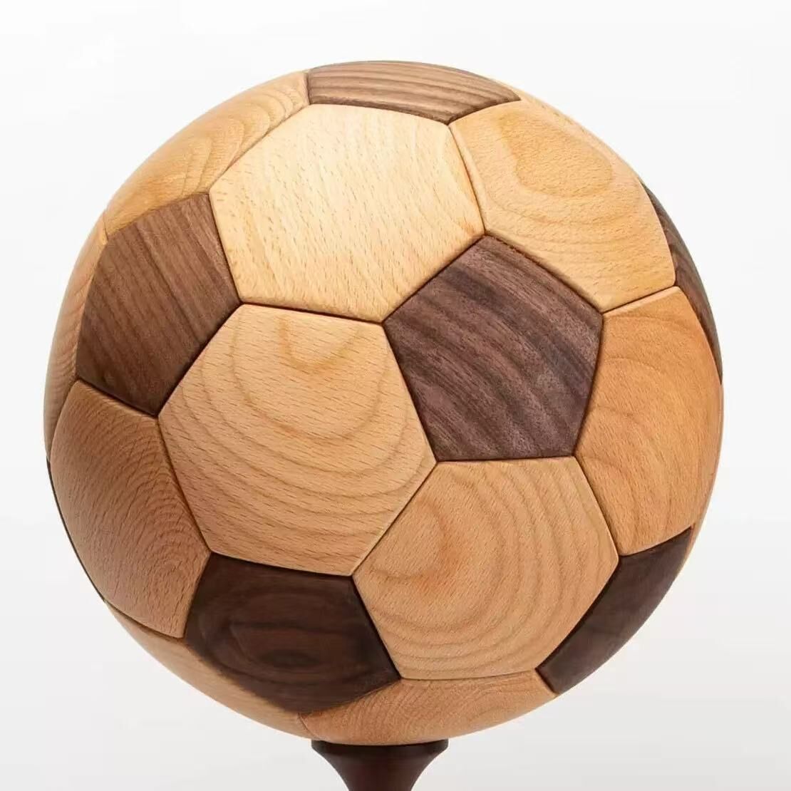 Handcrafted Wooden Football Puzzle – 3D Mortise and Tenon Soccer Ball Assembly Kit |Walnut , Beech Wood | DIY Gift for Adults, Kids & Football Fans