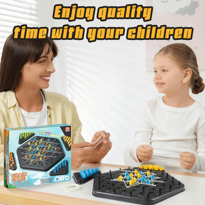 Chain Game – Multiplayer Strategy Board Puzzle for Kids & Adults | Fun Geometric Chess with Rubber Bands, 2–4 Players | Ideal Family Game for Parties, Gifts & Screen-Free Play