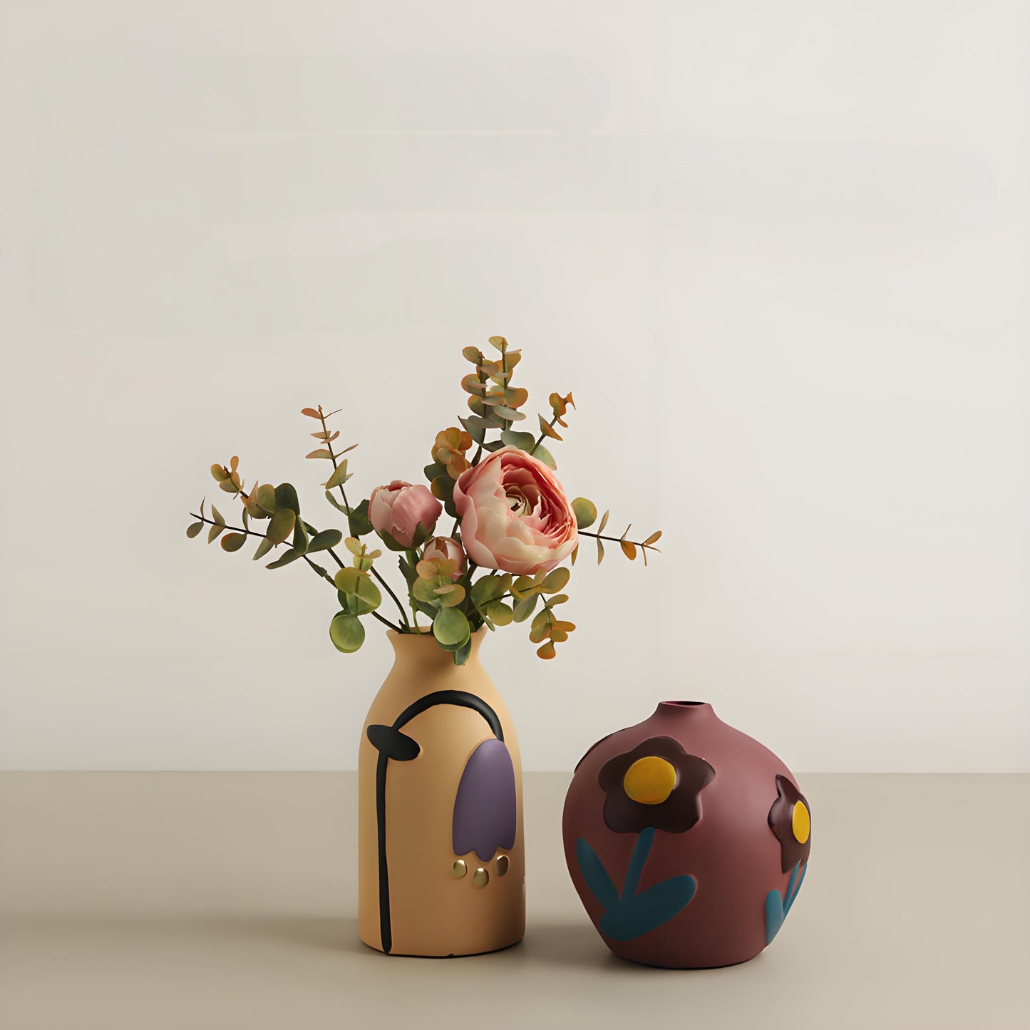 Morandi Painted Ceramic Vase Set (3-Piece) – Modern Home Decor for Flowers | Other Luxury Styles Available in Store