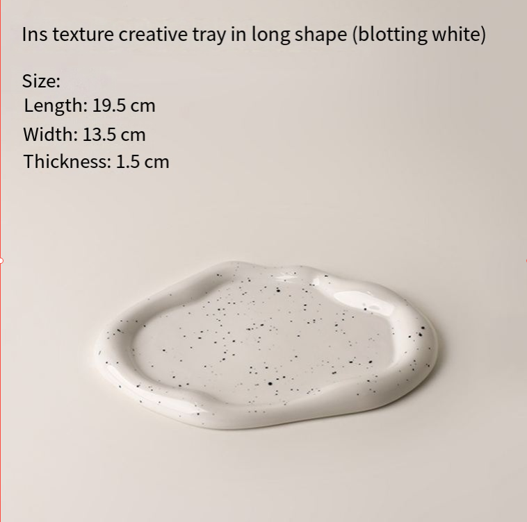 Speckled White Ceramic Tray Set (Round+Long+Irregular) – Jewelry Organizer & Fruit Dish for Home Decor | Other Styles Available in Store