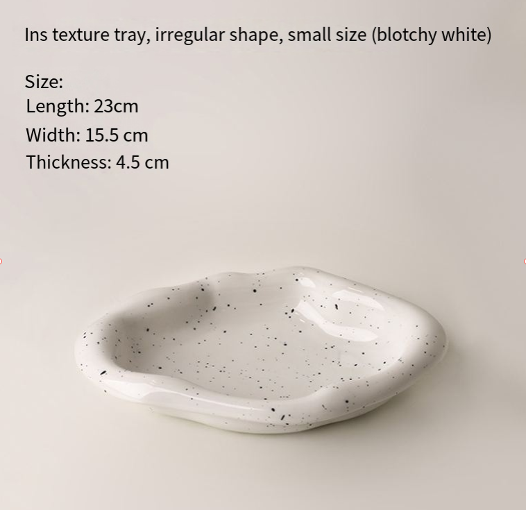 Speckled White Ceramic Tray Set (Round+Long+Irregular) – Jewelry Organizer & Fruit Dish for Home Decor | Other Styles Available in Store