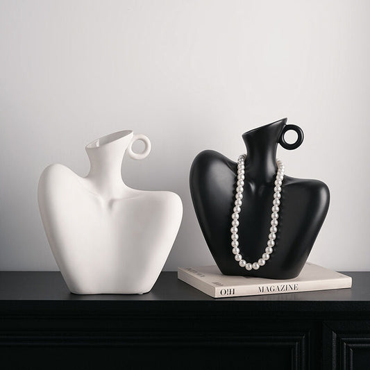 Wabi-Sabi Human Form Vase Set (Black & White) – Artistic Home Decor for Flowers | Other Luxury Styles Available in Store