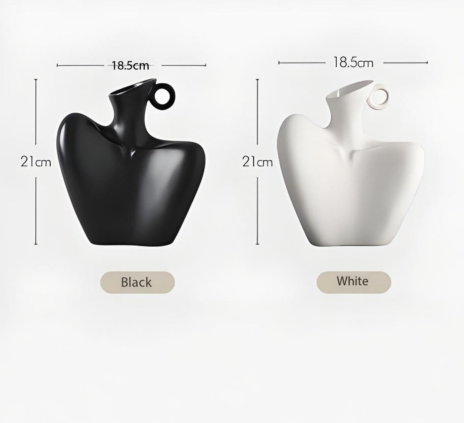 Wabi-Sabi Human Form Vase Set (Black & White) – Artistic Home Decor for Flowers | Other Luxury Styles Available in Store