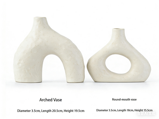 Minimalist Ceramic Vase Set (2-Piece): Modern Home Decor for Flower Arrangements (White) | Black Version Available In-Store