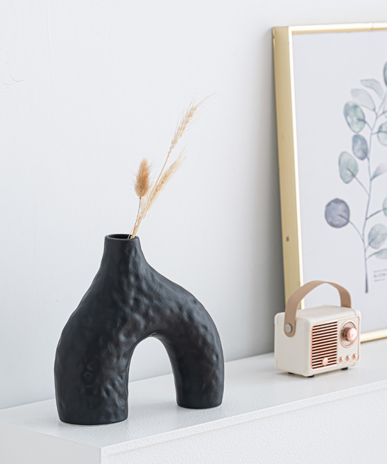 Minimalist Ceramic Vase Set (2-Piece): Modern Home Decor for Flower Arrangements (Black) | White Version Available In-Store