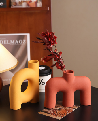 Tubular Letter Vase Set（3-Piece ） – Modern Ceramic Decor for Living Room, Dining Table & TV Stand | Other Luxury Styles Available in Store