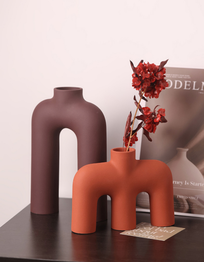 Tubular Letter Vase Set（3-Piece ） – Modern Ceramic Decor for Living Room, Dining Table & TV Stand | Other Luxury Styles Available in Store