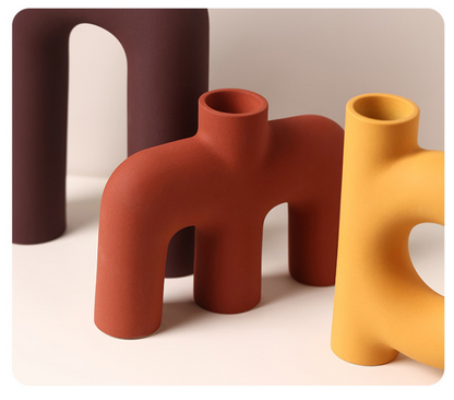 Tubular Letter Vase Set（3-Piece ） – Modern Ceramic Decor for Living Room, Dining Table & TV Stand | Other Luxury Styles Available in Store