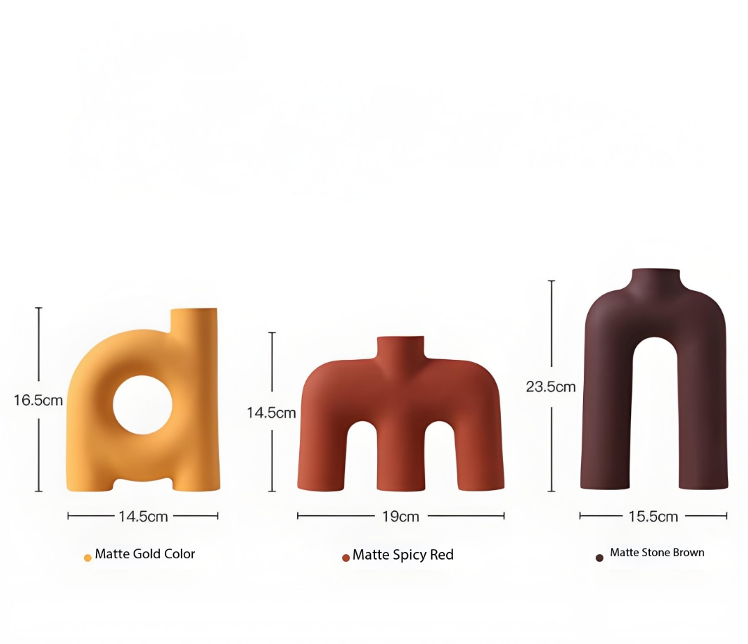 Tubular Letter Vase Set（3-Piece ） – Modern Ceramic Decor for Living Room, Dining Table & TV Stand | Other Luxury Styles Available in Store