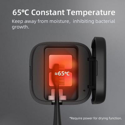 Portable UV-C Toothbrush Sterilizer with Auto-Disinfection & Heating – Magnetic Wall Mountable Brush Cover for Home and Travel (Black) | Other Colors Available In-Store