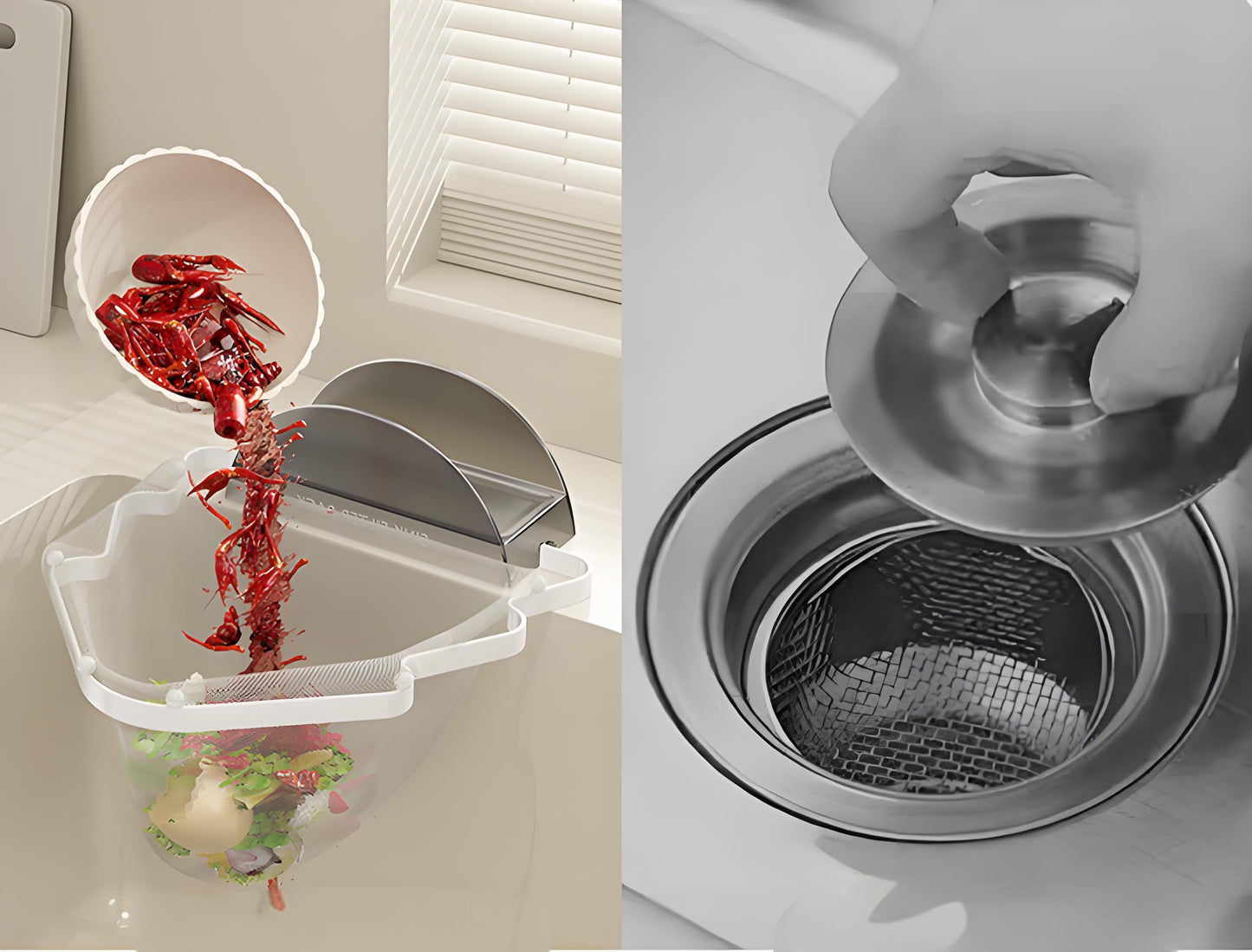 Kitchen Sink Filter Rack with 100 12cm*15cm Mesh Bags, Foldable Food Waste Strainer, Multi-functional Drain Basket（green）