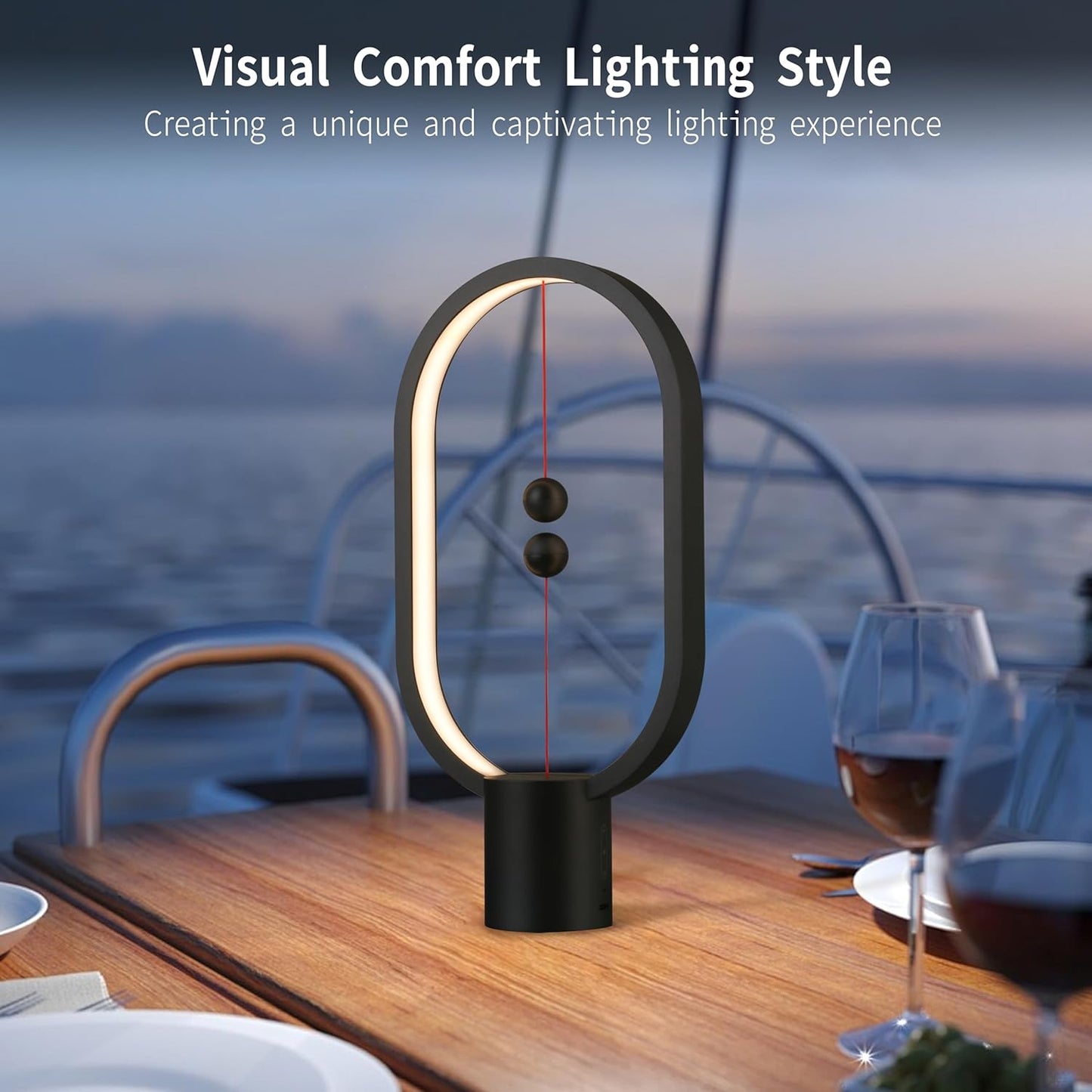 Black Magnetic Balance LED Table Lamp: USB-Powered, Dimmable Eye-Care Light with Award-Winning Design for Australian Homes & Offices