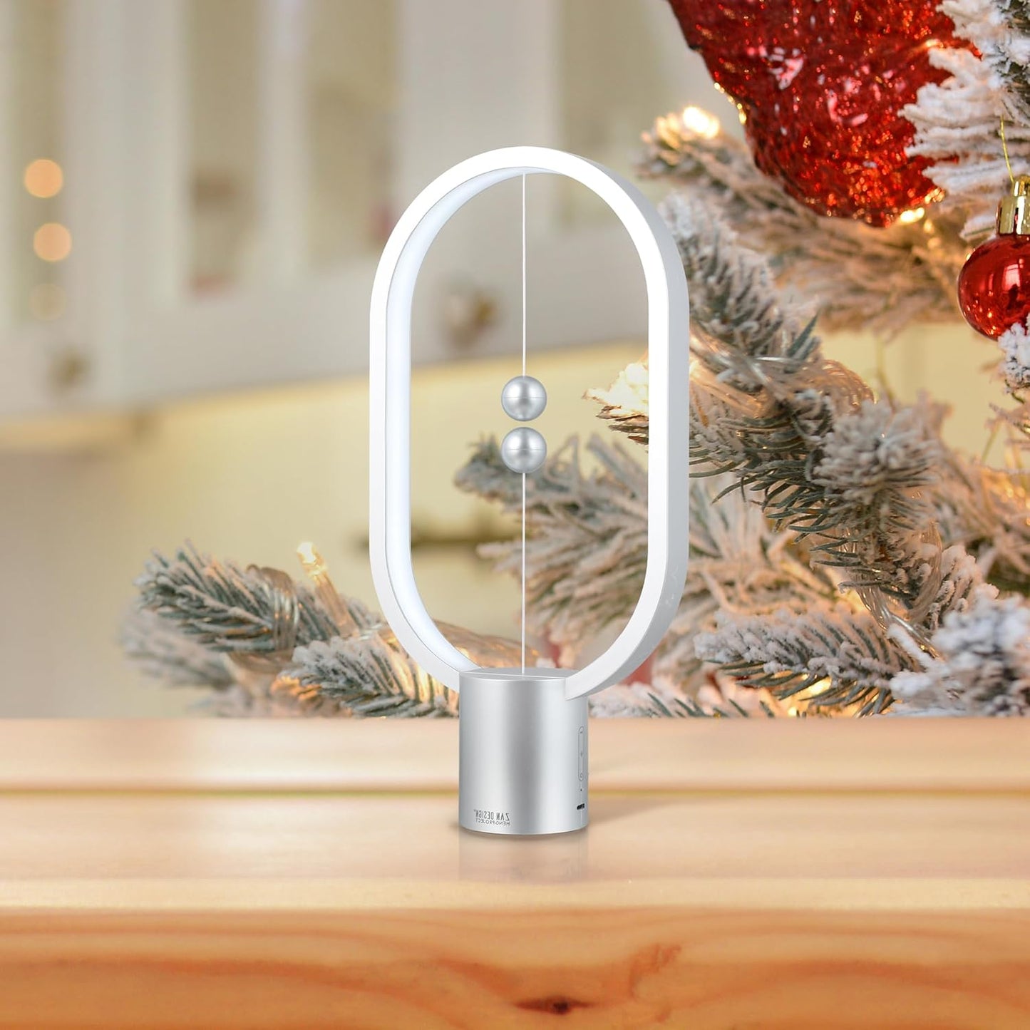 Silver Magnetic Balance LED Table Lamp: USB-Powered, Dimmable Eye-Care Light with Award-Winning Design for Australian Homes & Offices