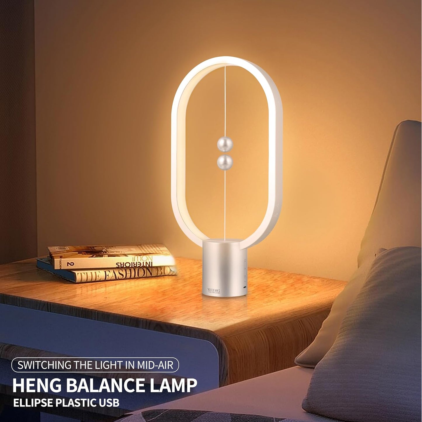 Silver Magnetic Balance LED Table Lamp: USB-Powered, Dimmable Eye-Care Light with Award-Winning Design for Australian Homes & Offices