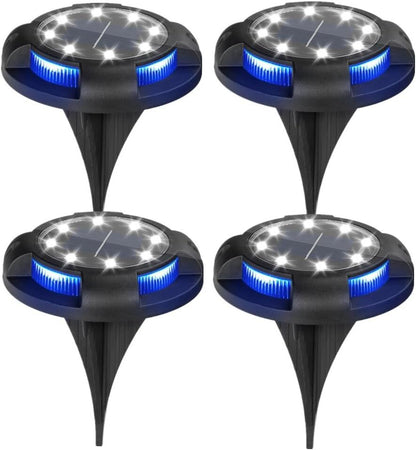 4-Pack Solar Ground Lights: 8-LED Outdoor Garden Pathway Lights with IP65 Waterproof for Lawn, Patio & Landscape