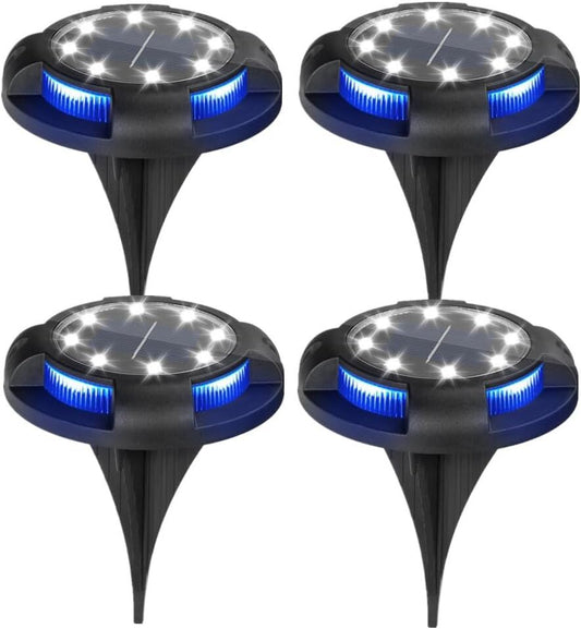 4-Pack Solar Ground Lights: 8-LED Outdoor Garden Pathway Lights with IP65 Waterproof for Lawn, Patio & Landscape