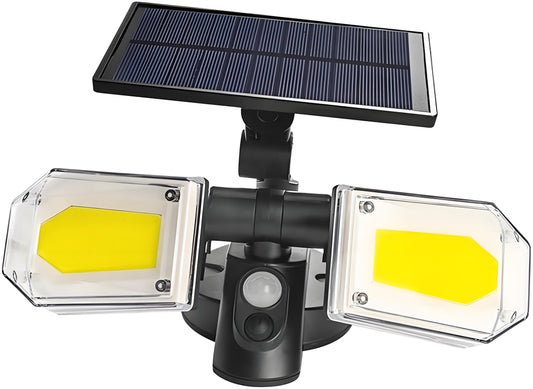 2-Pack Solar Motion Sensor Wall Lights: Double-Head Adjustable Cob LED Outdoor Lights for Garden, Patio & Pathway