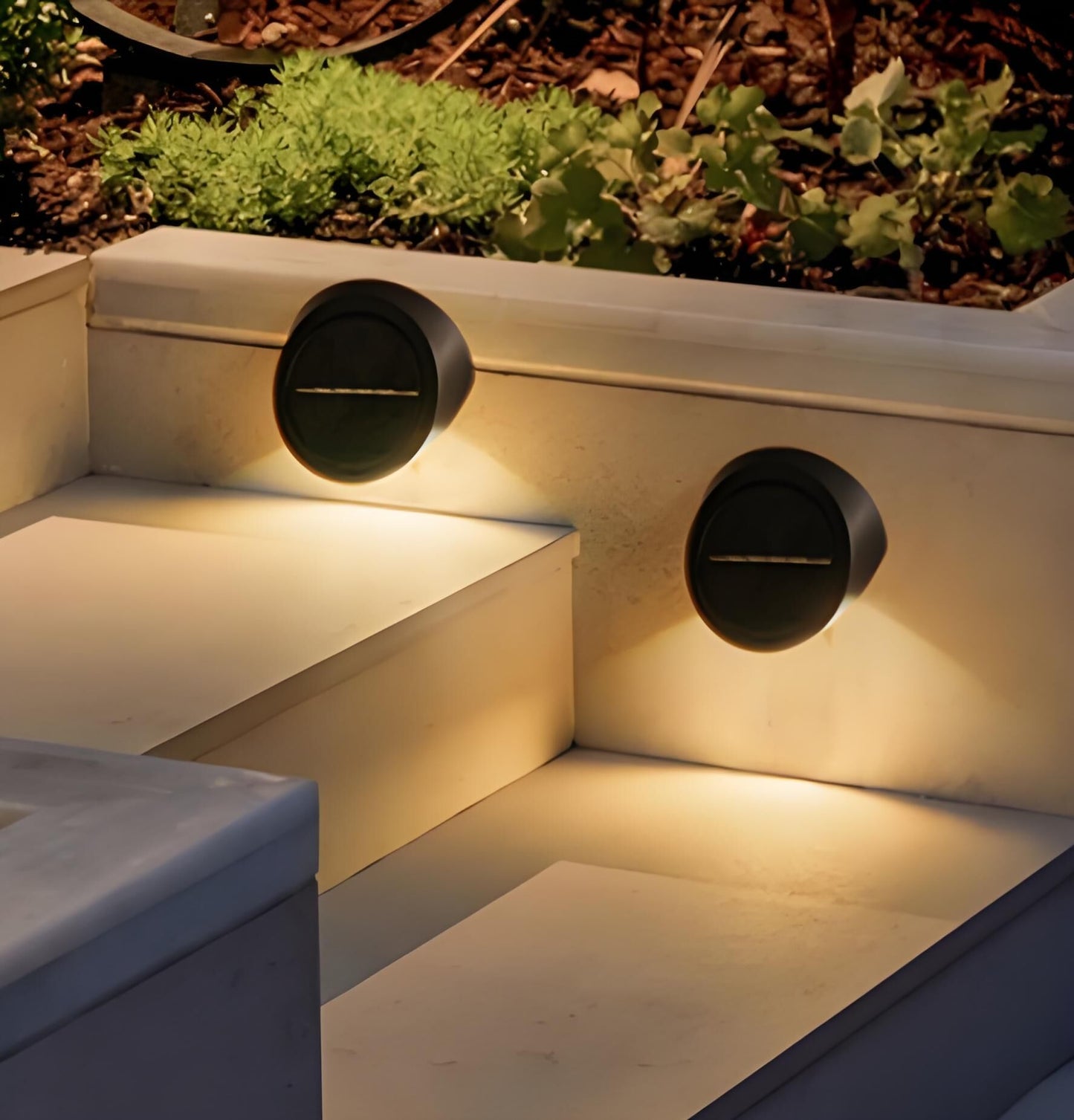 Solar Outdoor Wall Lights (2-Pack): IP44 Waterproof LED Sconces for Garden, Patio & Pathway Lighting（Warm light）