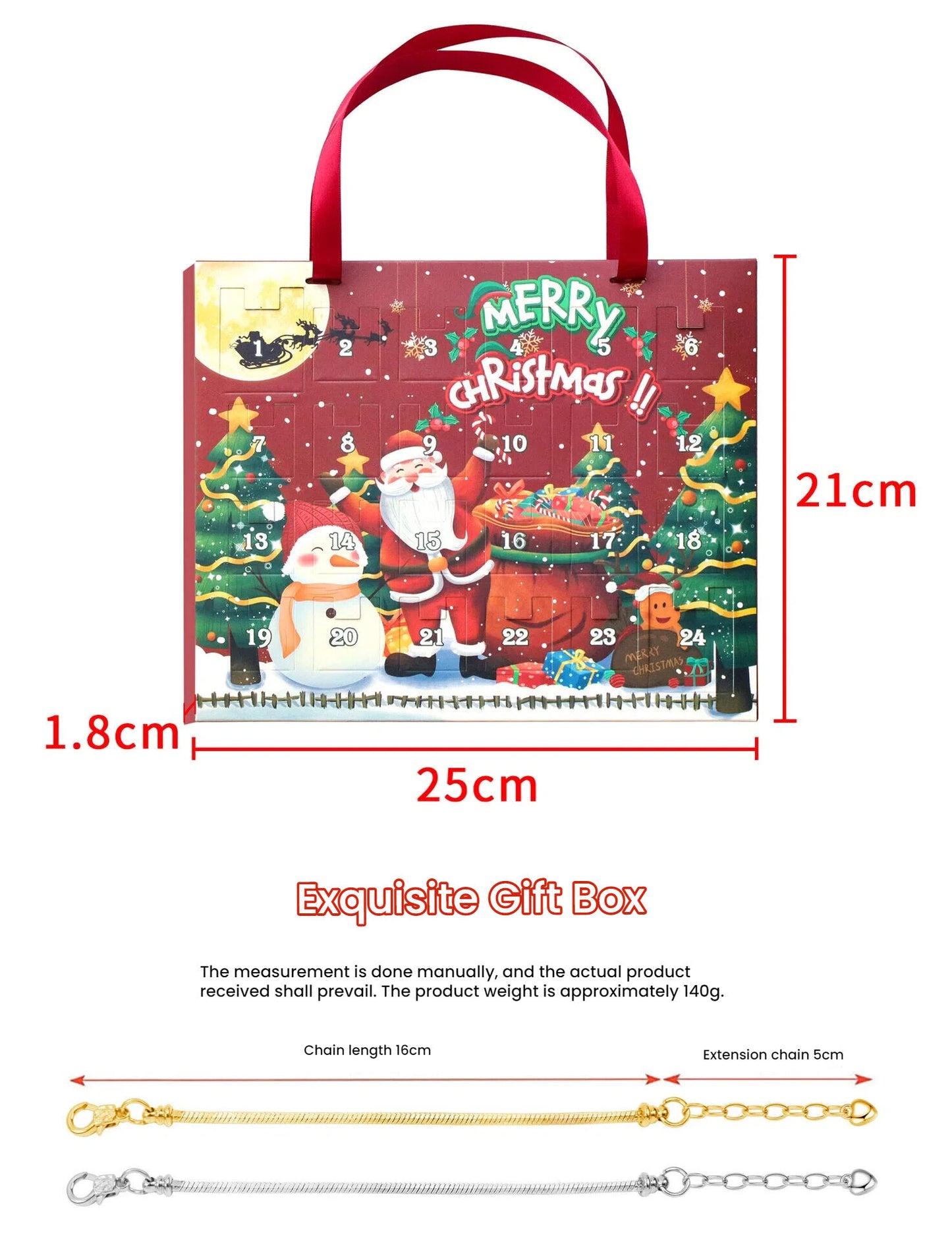Christmas DIY Jewelry & Craft Advent Calendar(M-12,25*21*1.8)