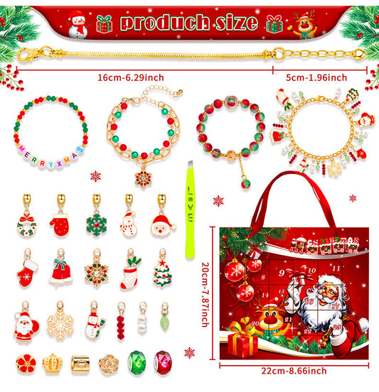 Christmas DIY Jewelry & Craft Advent Calendar for Kids - Fun Festive Toys with Santa, Tree & More(20*22*2cm)