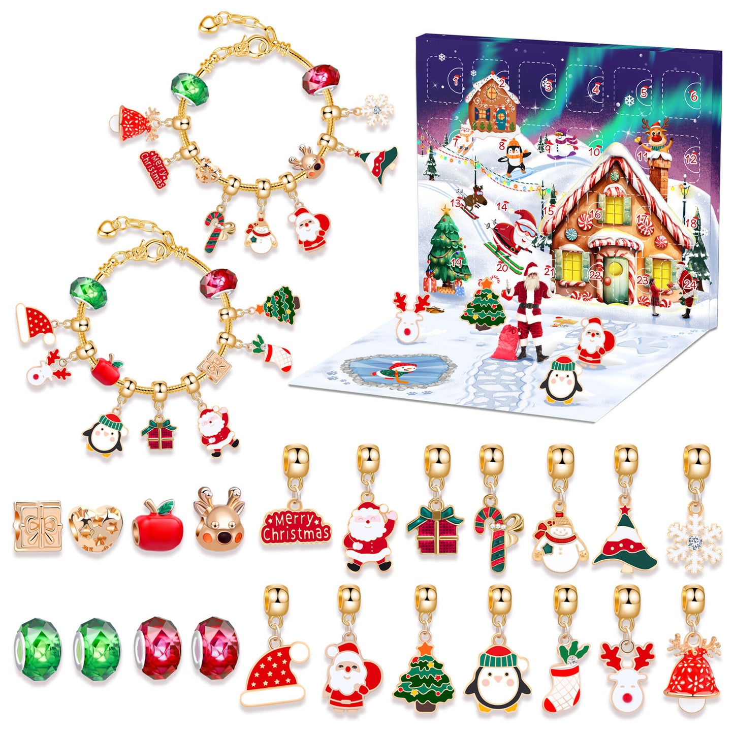 Christmas DIY Jewelry & Craft Advent Calendar(M-23,20*17*1.3cm)